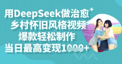 用DeepSeek做治愈乡村怀旧风格视频,爆款轻松制作,当日最高变现多张-酉宸轻创社